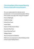 Theoretical Base of Nursing and Nursing Practice exam with correct answers 