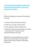 Ch 4 Theoretical Foundations of Nursing Practice Review Questions - P&P exam with correct answers