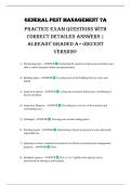 GENERAL PEST MANAGEMENT 7A PRACTICE EXAM QUESTIONS WITH CORRECT DETAILED ANSWERS &vert; ALREADY GRADED A&plus;<recent version>