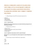 PHYSICAL THERAPIST ASSISTANT EXAMINATION  &lpar;NEW YORK&rpar; ACTUAL EXAM 2026&sol;2027 COMPLETE ACCURATE EXAM REAL QUESTIONS WITH WELL  ELABORATED ANSWERS&period; &lpar;100&percnt; CORRECT VERIFIED SOLUTIONS&rpar; 