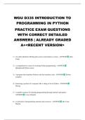 WGU D335 INTRODUCTION TO PROGRAMMING IN PYTHON PRACTICE EXAM QUESTIONS WITH CORRECT DETAILED ANSWERS &vert; ALREADY GRADED A&plus;<RECENT VERSION>