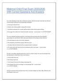 Maternal Child Final Exam &lpar;2025&sol;2026&rpar; &vert; Correct Questions and Answers Study Guide