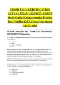 CBSPD TECH CERTIFICATION ACTUAL EXAM 2026&sol;2027 &vert; CSPDT Study Guide &vert; Comprehensive Practice Test &vert; Verified Q&A &vert; Pass Guaranteed - A&plus; Graded