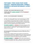 TEST BANK &vert; TFM01 EXAM STUDY GUIDE 2026&sol;2027 &vert; VERIFIED QUESTIONS&comma; CORRECT ANSWERS & DETAILED RATIONALES &vert; LATEST VERSION