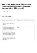 AAMS Exam fully solved & updated &lpar;latest version verified for accuracy&rpar; &lpar;Questions &plus; Answers&rpar; Solved 100&percnt; Correct&excl;&excl;