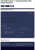 CSE Midterm Exam 1 &ndash; Practice Questions With Detailed Solutions