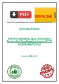 SEG 4145 Software Engineering - Quiz 2 Participation Review&colon; Real-Time Operating Systems &lpar;RTOS&rpar; and Embedded Systems- updated and incompliance with EXAM  Standards