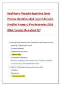 Healthcare Financial Reporting Exam  Practice Questions And Correct Answers  &lpar;Verified Answers&rpar; Plus Rationales 2026  Q&A &vert; Instant Download Pdf 
