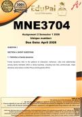 MNE3704 Assignment 2 &lpar;COMPLETE ANSWERS&rpar; Semester 1 2026 - DUE  March 2026