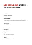 ANAT 100 FINAL EXAM QUESTIONS AND CORRECT ANSWERS