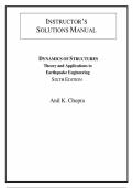 Instructor's Solution Manual for Dynamics of Structures&colon; Theory and Applications to Earthquake Engineering&comma; 6th edition  by Anil K&period; Chopra&comma; Chapter 1-24 &vert; All Chapters 