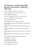 Bio 100 exam 1 &vert; Newest Exam With  Questions And Answers &vert; 2026-2027 &vert;  100&percnt; Pass