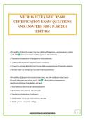 MICROSOFT FABRIC DP-600 CERTIFICATION EXAM QUESTIONS AND ANSWERS 100&percnt; PASS 2026 EDITION