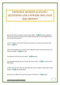 GEOLOGY QUIZZES & EXAM 1 QUESTIONS AND ANSWERS 100&percnt; PASS 2026 EDITION