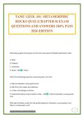 TAMU GEOL 101&colon; METAMORPHIC ROCKS QUIZ &lpar;CHAPTER 8&rpar; EXAM QUESTIONS AND ANSWERS 100&percnt; PASS 2026 EDITION