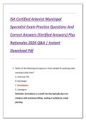 ISA Certified Arborist Municipal  Specialist Exam Practice Questions And  Correct Answers &lpar;Verified Answers&rpar; Plus  Rationales 2026 Q&A &vert; Instant  Download Pdf 