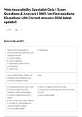 Web Accessibility Specialist Quiz &vert; Exam Questions & Answers &vert; 100&percnt; Verified solutions &vert;Questions with Correct Answers 2026 latest update&excl;&excl;