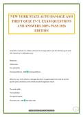 NEW YORK STATE AUTO DAMAGE AND THEFT QUIZ 17-71&period; EXAM QUESTIONS AND ANSWERS 100&percnt; PASS 2026 EDITION