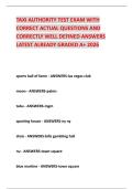 TAXI AUTHORITY TEST EXAM WITH CORRECT ACTUAL QUESTIONS AND CORRECTLY WELL DEFINED ANSWERS LATEST ALREADY GRADED A&plus; 2026