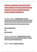 USPS 421 WINDOW CLERK TEST EXAM WITH CORRECT ACTUAL QUESTIONS AND CORRECTLY WELL DEFINED ANSWERS LATEST ALREADY GRADED A&plus;