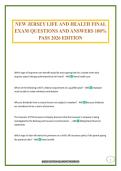 NEW JERSEY LIFE AND HEALTH FINAL EXAM QUESTIONS AND ANSWERS 100&percnt; PASS 2026 EDITION