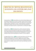HESI NSG 221&colon; MENTAL HEALTH EXAM QUESTIONS AND ANSWERS 100&percnt; PASS 2026 EDITION