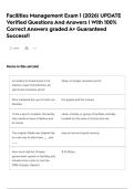 Facilities Management Exam 1  &lpar;2026&rpar; UPDATE Verified Questions And Answers &vert; With 100&percnt; Correct Answers graded A&plus; Guaranteed Success&excl;&excl;