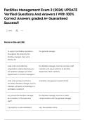Facilities Management Exam 2  &lpar;2026&rpar; UPDATE Verified Questions And Answers &vert; With 100&percnt; Correct Answers graded A&plus; Guaranteed Success&excl;&excl;