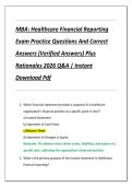 MBA&colon; Healthcare Financial Reporting  Exam Practice Questions And Correct  Answers &lpar;Verified Answers&rpar; Plus  Rationales 2026 Q&A &vert; Instant  Download Pdf 