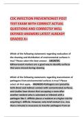 CDC INFECTION PREVENTIONIST POST TEST EXAM WITH CORRECT ACTUAL QUESTIONS AND CORRECTLY WELL DEFINED ANSWERS LATEST ALREADY GRADED A&plus;