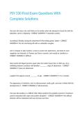 PSY 330 Final Exam Questions With Complete Solutions