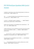 PSY 330 Final Exam Questions With Correct Answers