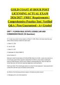 GOLD COAST 45 HOUR POST LICENSING ACTUAL EXAM 2026&sol;2027 &vert; FREC Requirements &vert; Comprehensive Practice Test &vert; Verified Q&A &vert; Pass Guaranteed - A&plus; Graded