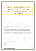 NUR 2474 PHARMACOLOGY FINAL EXAM NCLEX STYLE PRACTICE QUESTIONS AND ANSWERS 100&percnt; PASS 2026 EDITION