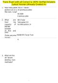 Trans Exam with all Correct & 100&percnt; Verified Answers &vert;Latest Version &vert;Already Graded A&plus;