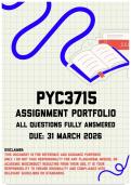 PYC3715 Assignment Portfolio Semester 1 Memo &vert; Due 31 March 2026