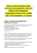 SOCRA CCRP CERTIFICATION ACTUAL EXAM 2026&sol;2027 &vert; ICH GCP E6&lpar;R3&rpar; & FDA Regulations &vert; Comprehensive Practice Test &vert; Verified Q&A &vert; Pass Guaranteed - A&plus; Graded