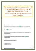 NURS 329&colon; EXAM 1 - INTRODUCTION TO NURSING RESEARCH&sol;OVERVIEW OF RESEARCH PROCESS&period; EXAM QUESTIONS AND ANSWERS 100&percnt; PASS 2026 EDITION