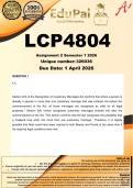LCP4804 Assignment 2 &lpar;COMPLETE ANSWERS&rpar; Semester 1 2026 - DUE 1 April 2026