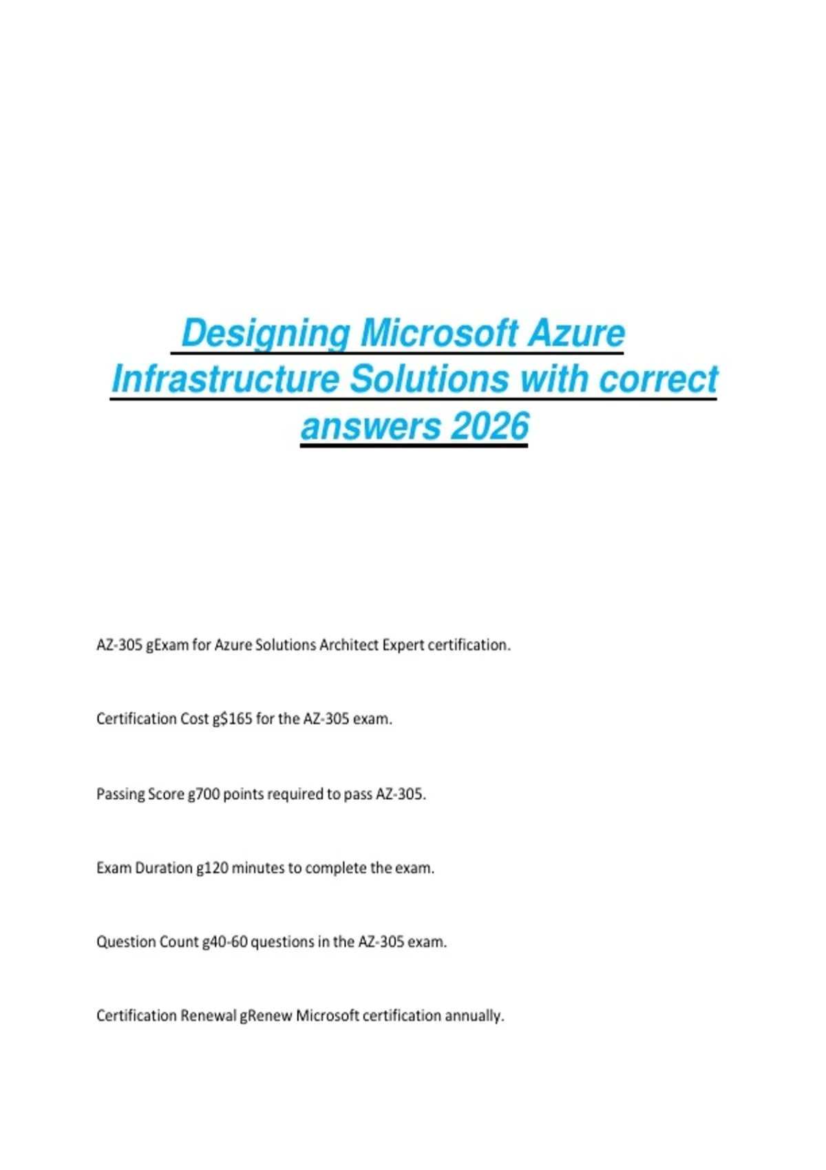 Designing Microsoft Azure Infrastructure Solutions with correct answers ...