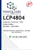 LCP4804 Assignment 2 &lpar;DETAILED ANSWERS&rpar; Semester 1 2026 - DISTINCTION GUARANTEED