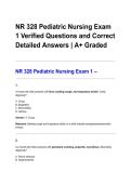 NR 328 Pediatric Nursing Exam 1 Verified Questions and Correct Detailed Answers &lowbar; A&plus; Graded&period;pdf