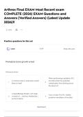Arthrex Final EXAM Most Recent exam COMPLETE &lpar;2026&rpar; EXAM Questions and Answers &lpar;Verified Answers&rpar; &lpar;Latest Update 2026&rpar;&excl;&excl;