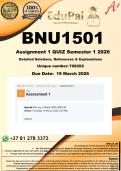 BNU1501 Assignment 1 &lpar;COMPLETE ANSWERS&rpar; Semester 1 2026 - DUE 19 March 2026