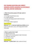 EPIC Training &ndash; Questions and Correct Answers