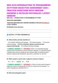 WGU D335 INTRODUCTION TO PROGRAMMING IN PYTHON OBJECTIVE ASSESSMENT 2026 &vert; PRACTICE QUESTIONS WITH VERIFIED ANSWERS & DETAILED RATIONALES &vert; LATEST VERSION