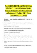 NACC PSW FINAL EXAM ACTUAL 2026&sol;2027 &vert; Personal Support Worker Certification &vert; 200&plus; Practice Questions & Rationales &vert; Verified Q&A &vert; Pass Guaranteed - A&plus; Graded