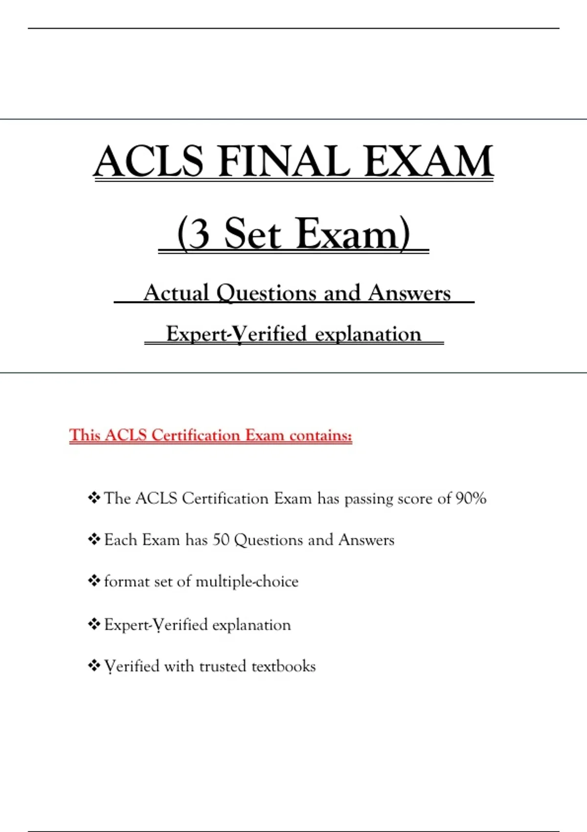 ACLS Final Exam Practice Test – 3 Set Exams (150 Questions) – ACLS ...