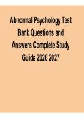Abnormal Psychology Test Bank Questions and Answers Complete Study Guide 2026&sol; 2027