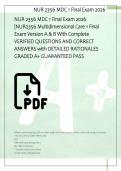 NUR 2356 MDC 1 Final Exam 2026  &vert;NUR2356 Multidimensional Care 1 Final  Exam Version A & B With Complete  VERIFIED QUESTIONS AND CORRECT  ANSWERS with DETAILED RATIONALES  GRADED A&plus; GUARANTEED PASS 